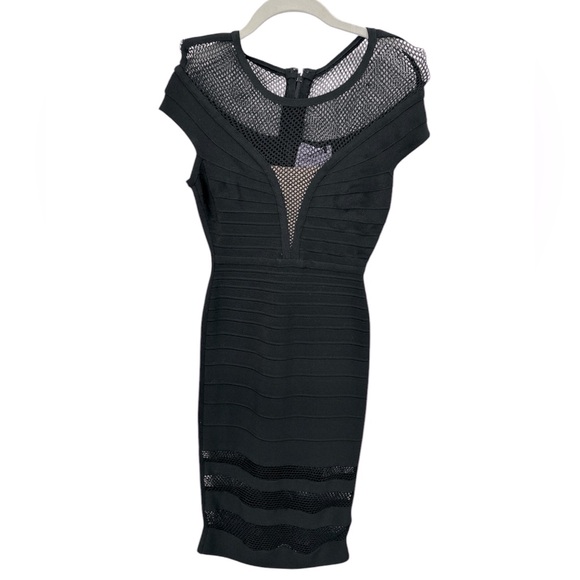 black herve leger bandage dress Slit Glamorous Lace Black Long-Sleeve Prom Dress Evening Dress US16 / Black